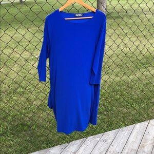SYMPLI Cobalt Blue Dress or Long Tunic Top - Pockets & 3/4 Sleeve Size 16  #1234